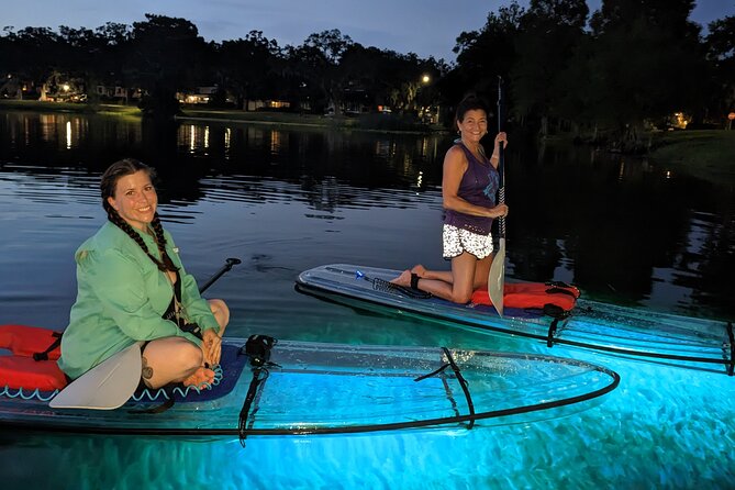 LED Glow in the Dark Clear Kayak or Paddleboard in Paradise - Lake Ivanhoe At Night: Clear Kayaks with LED Glow